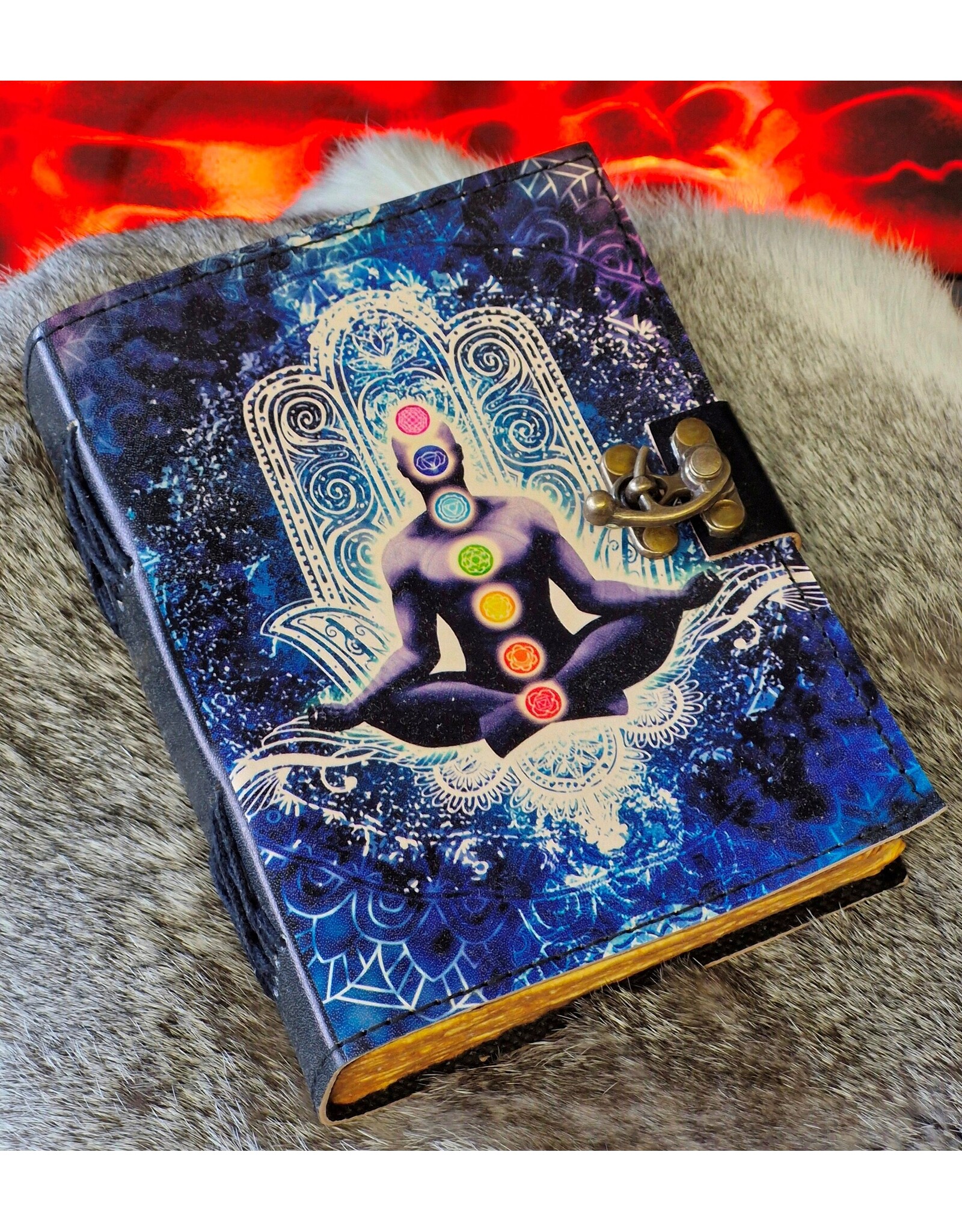 BB Miscellaneous - Leren Notitieboek Meditatie Zeven Chakra' s 18x13cm