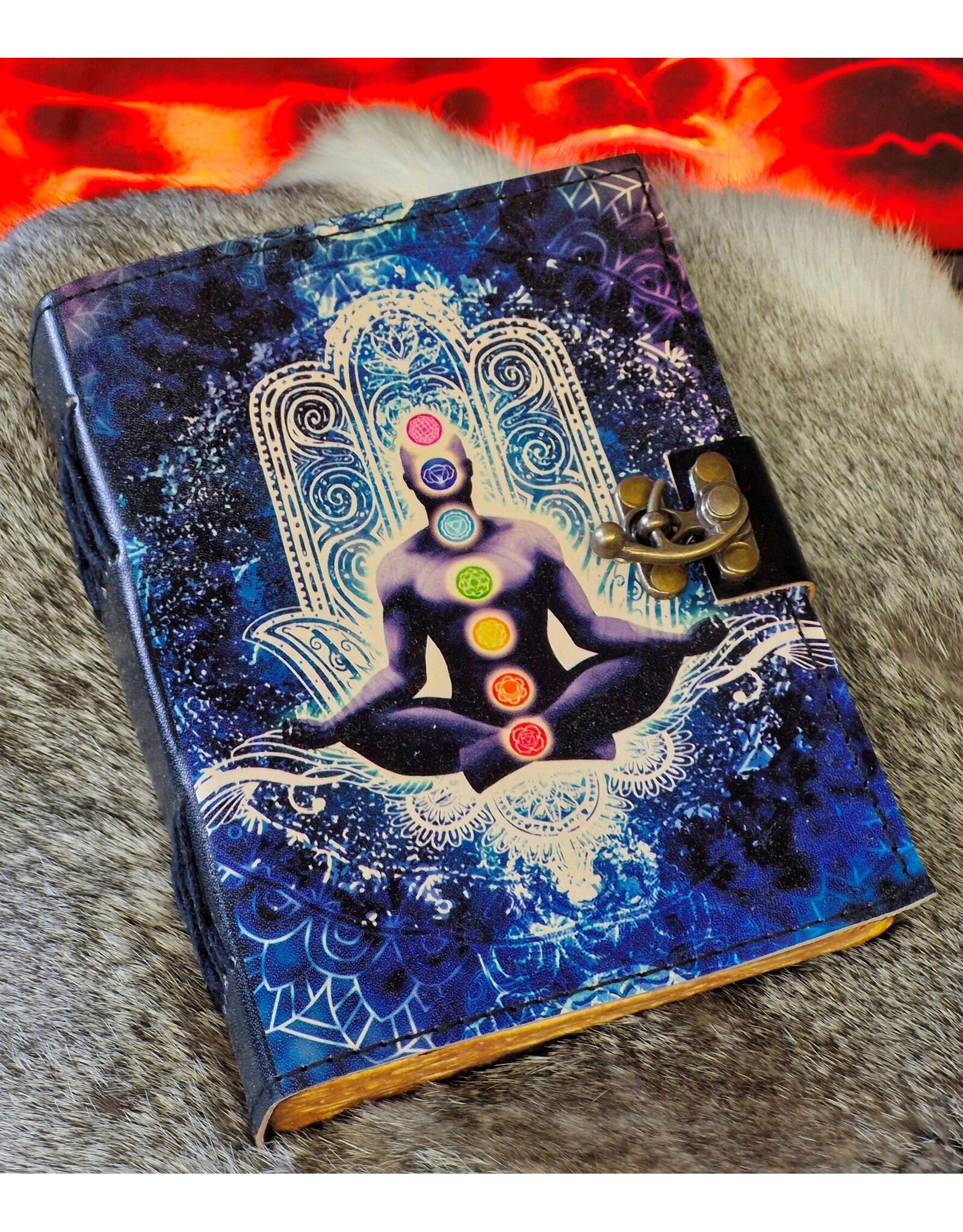 BB Miscellaneous - Leren Notitieboek Meditatie Zeven Chakra' s 18x13cm