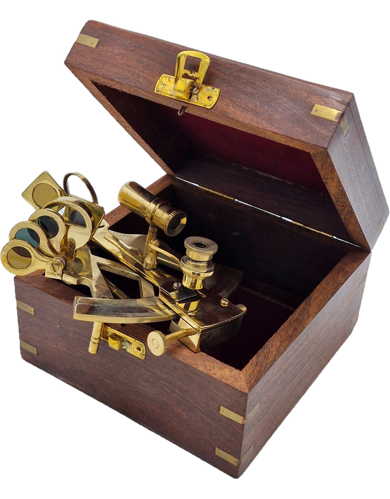 Trukado Miscellaneous - Sextant in houten kistje - messing, kleine versie