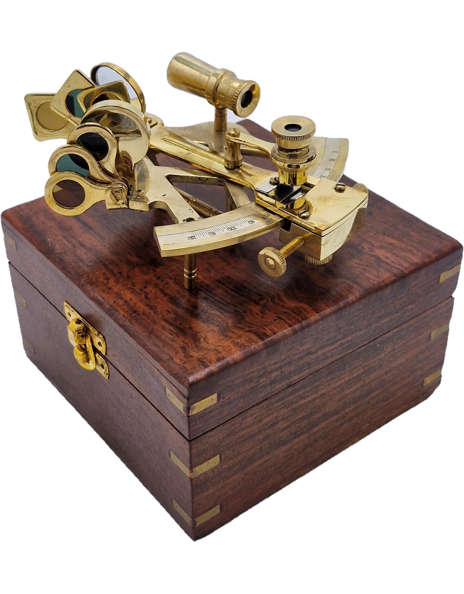 Trukado Miscellaneous - Sextant in houten kistje - messing, kleine versie