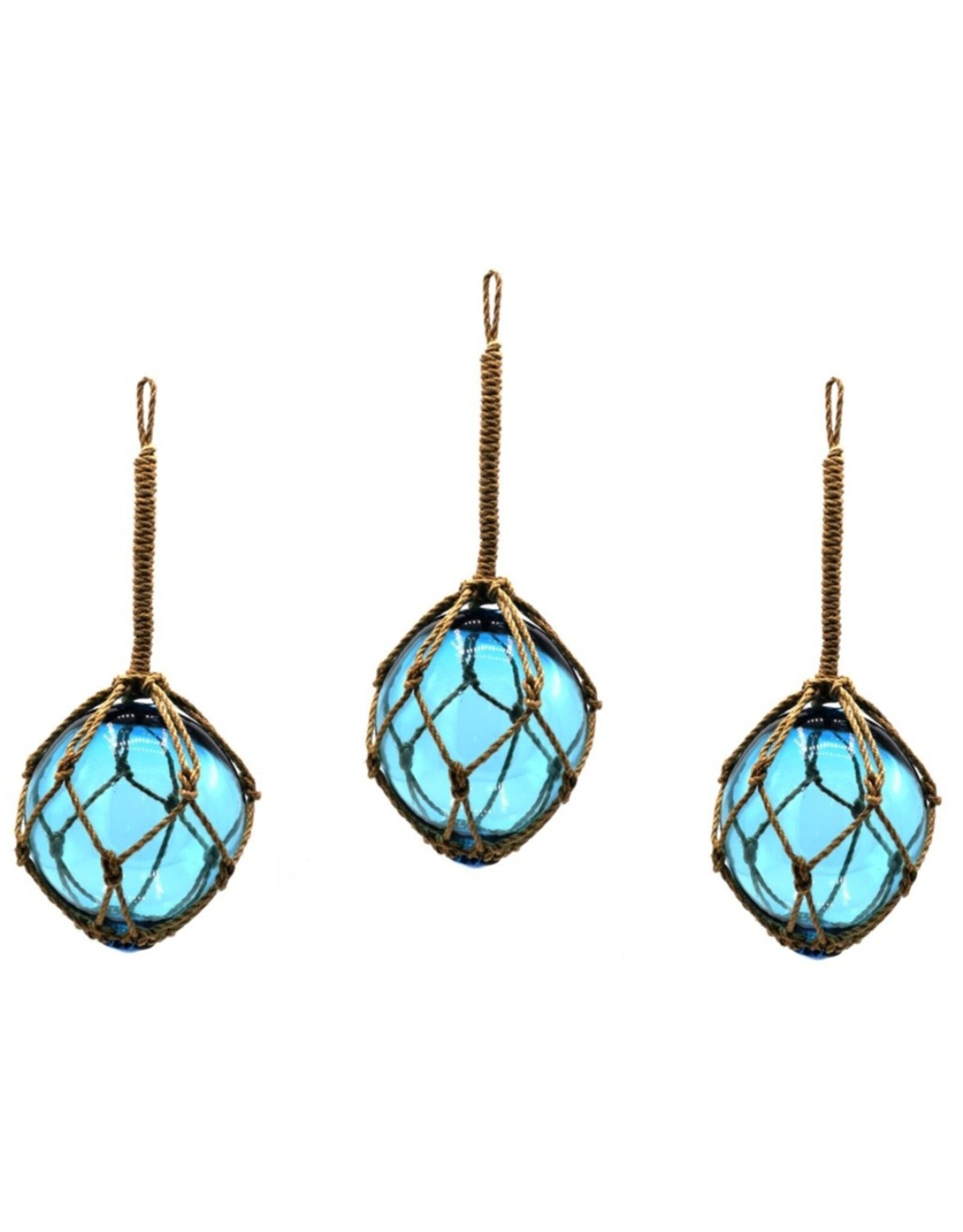 Trukado Miscellaneous - Visnet drijvers Glazen Bollen  Set Turquoiseblauw