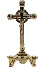 SH Giftware & Lifestyle - Crucifix with 2 Candle Holders brass