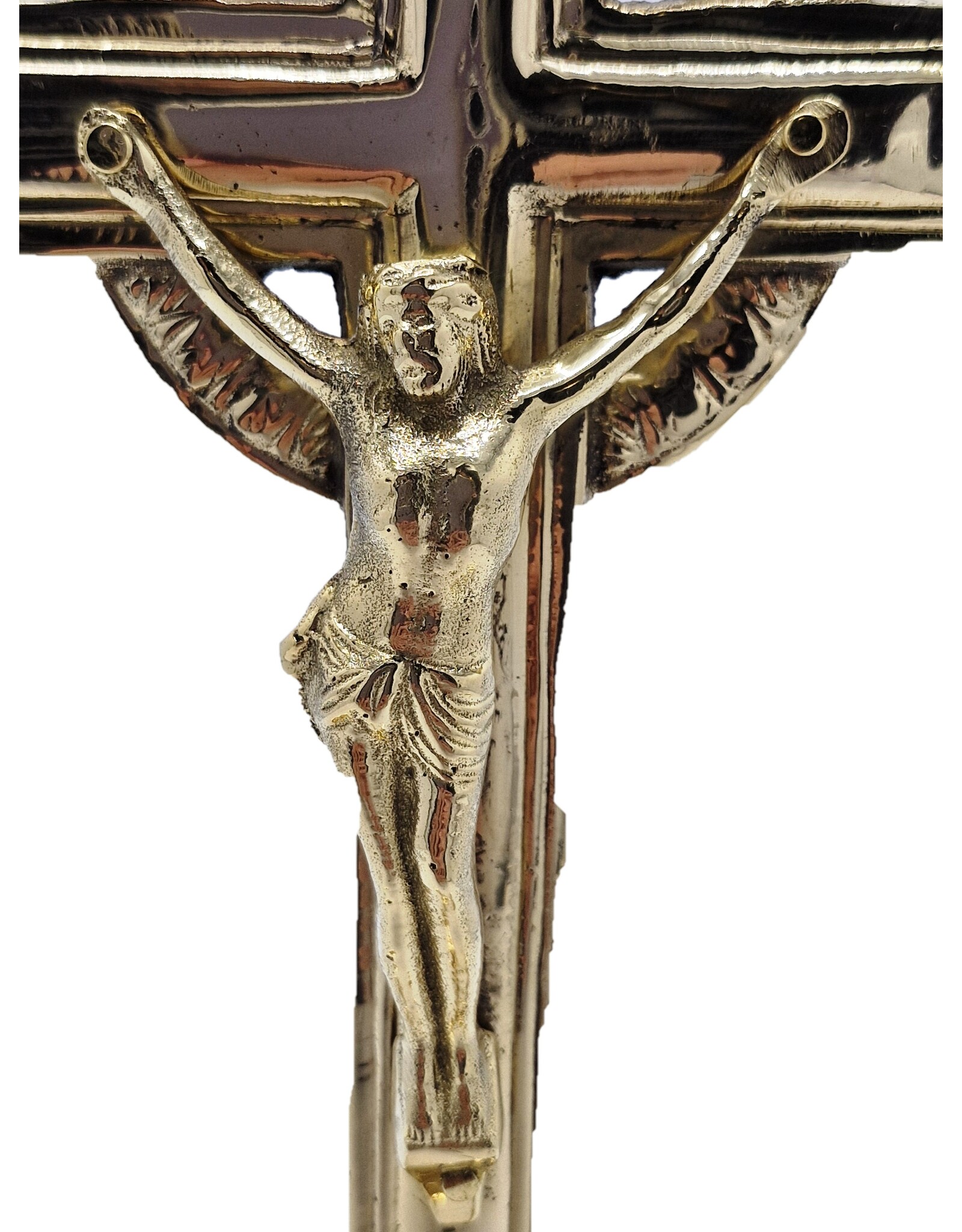SH Giftware & Lifestyle - Crucifix with 2 Candle Holders brass