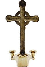 SH Giftware & Lifestyle - Crucifix with 2 Candle Holders brass