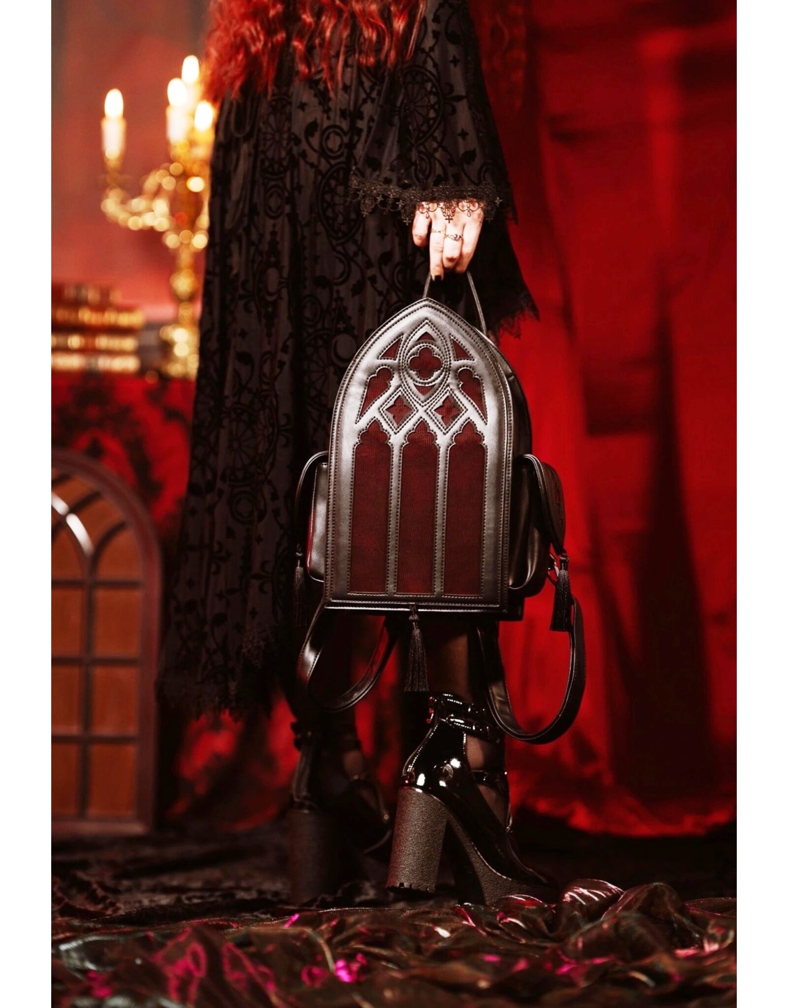 Restyle Gothic Tassen Steampunk Tassen - Rubrum Lux Rugzak met Gothic Kathedraal - Restyle
