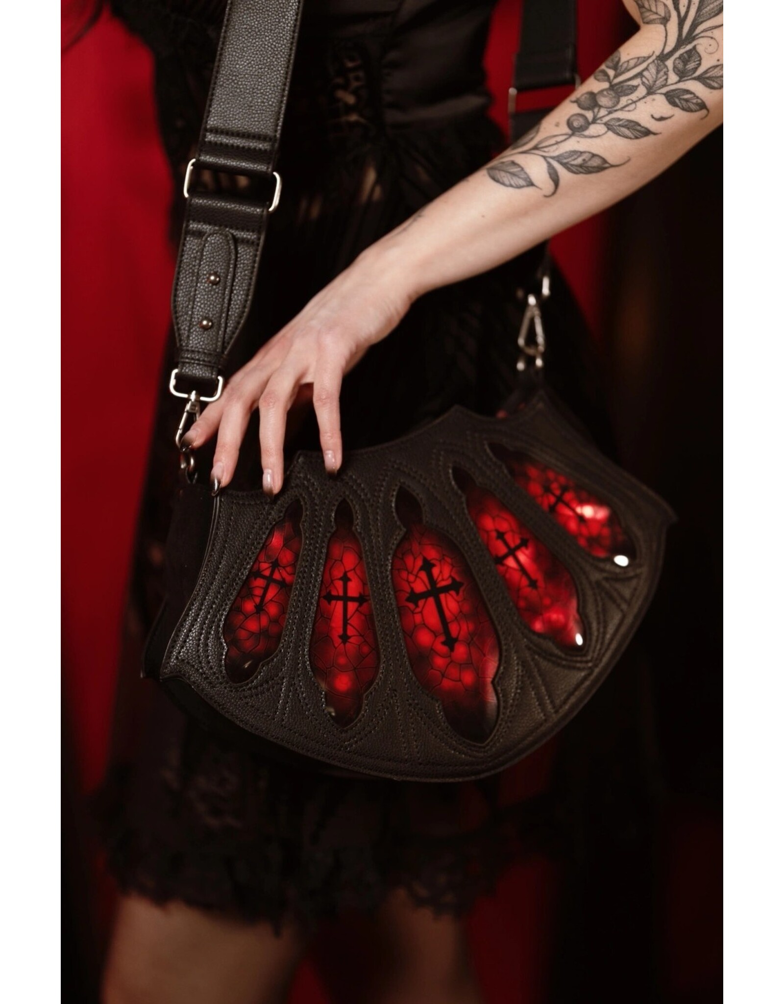 Restyle Gothic tassen Steampunk tassen - Bloodveil Gothic Schoudertas - Restyle