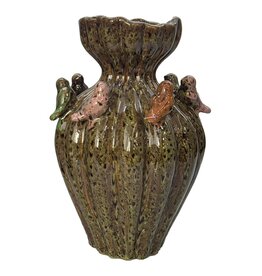 Diga Colmore Diga Colmore Vase with Birds LENNY 30cm ceramic antique green