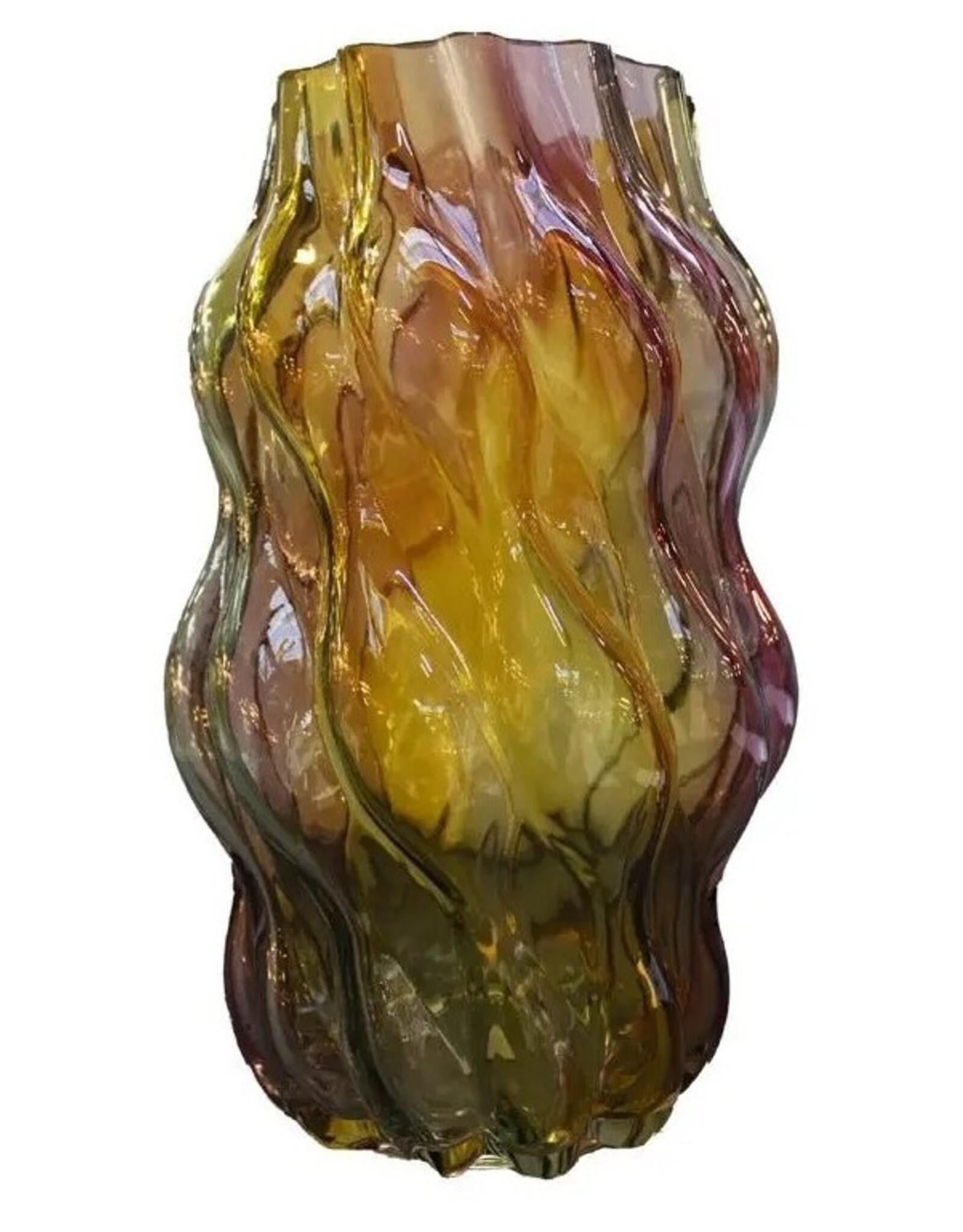 Diga Colmore Giftware & Lifestyle - Diga Colmore Vaas organisch gedraaid design  29cm green/yellow/pink