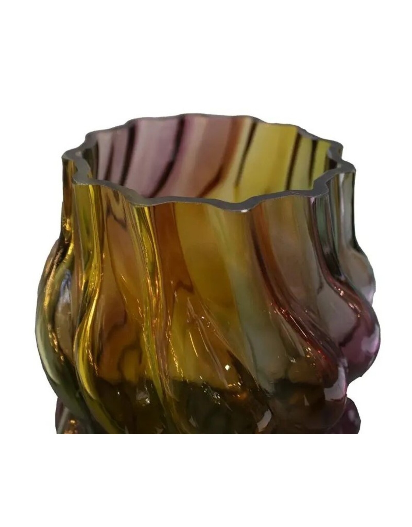 Diga Colmore Giftware & Lifestyle - Diga Colmore Vase organically turned design, 29cm green/yellow/pink