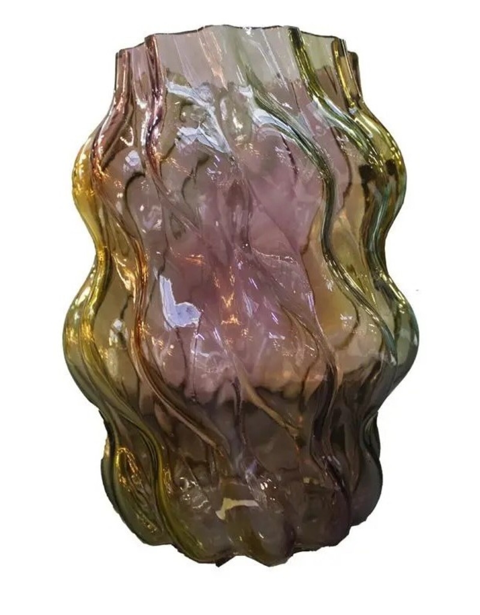 Diga Colmore Giftware & Lifestyle - Diga Colmore Vaas organisch gedraaid design  29cm green/yellow/pink