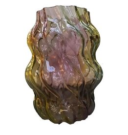 Diga Colmore Diga Colmore Vase 24cm organically turned design  green/yellow/pink