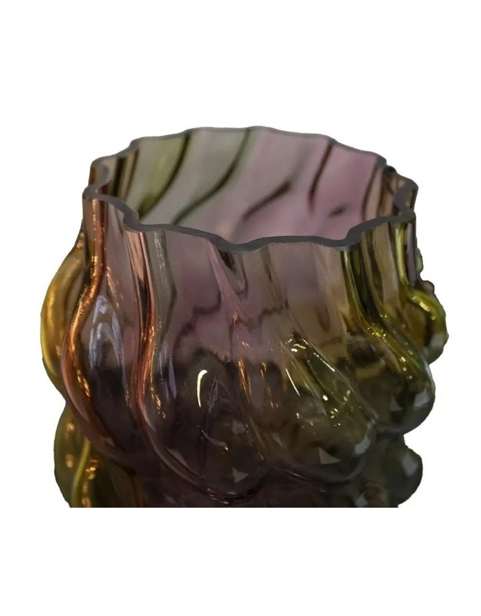 Diga Colmore Giftware & Lifestyle - Diga Colmore Vase organically turned design, 29cm green/yellow/pink