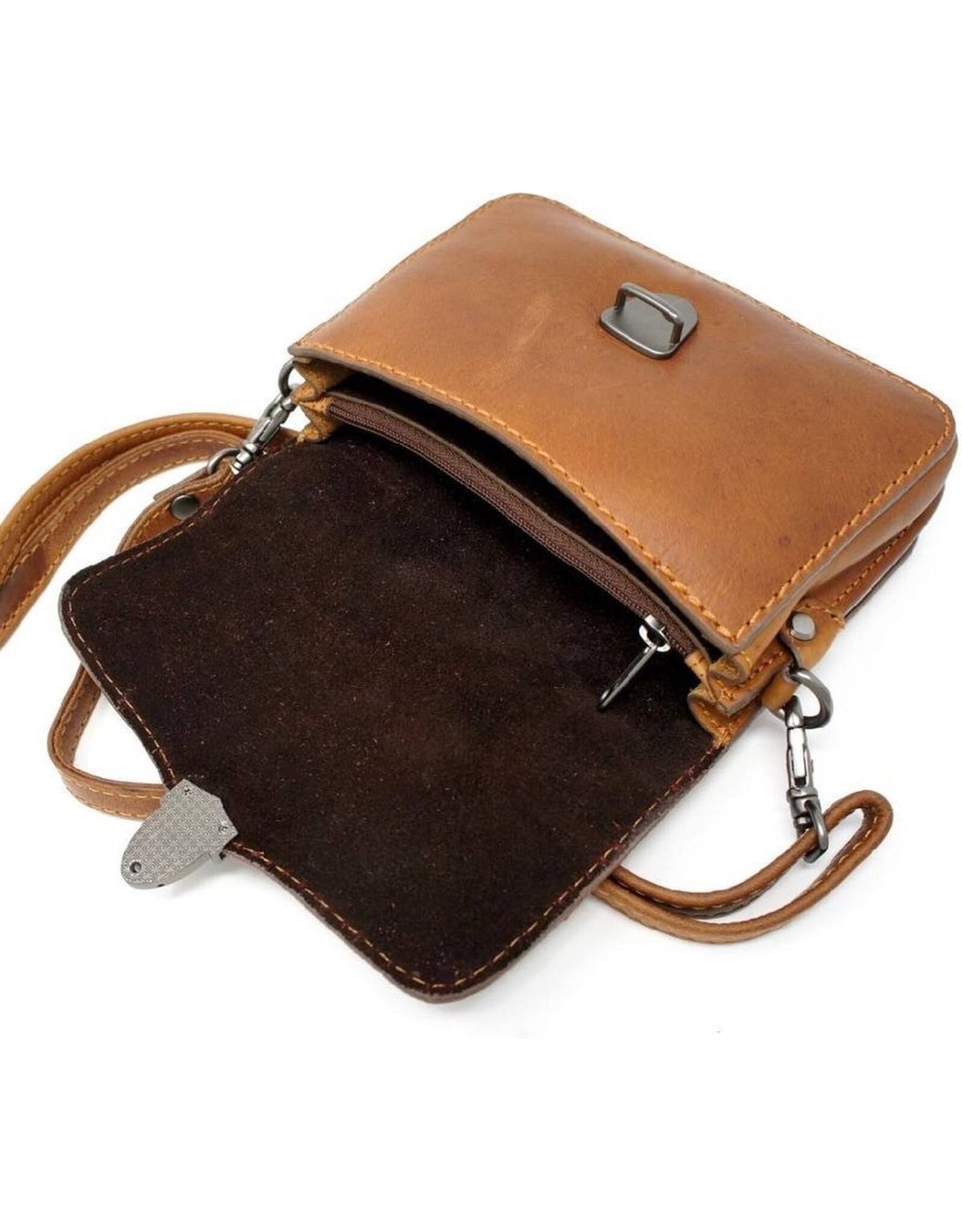 HillBurry Leren tassen - HillBurry Leren Schoudertasje cognac