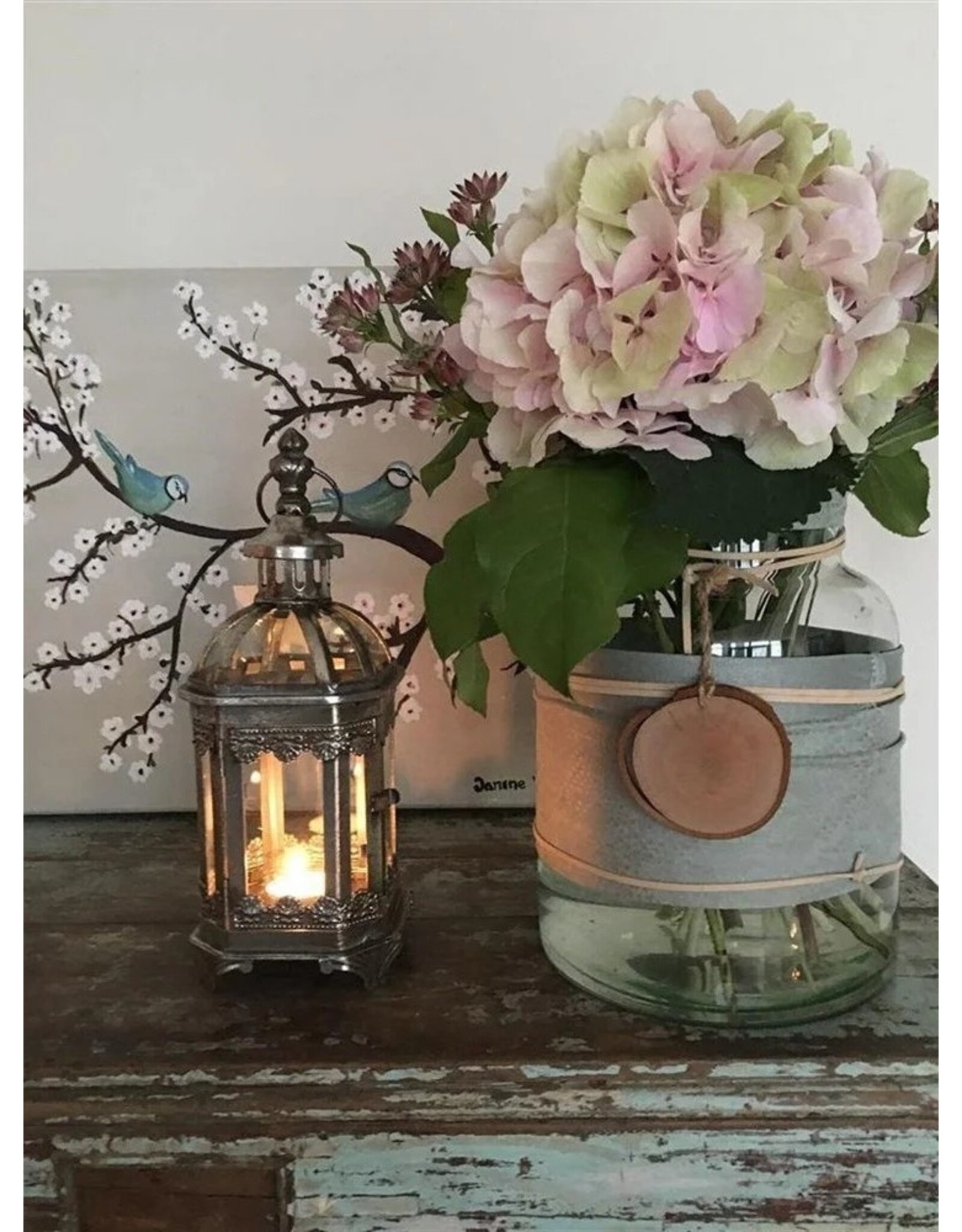Trukado Miscellaneous - Tin Lantern with Glass Windows 27.9 cm standing/hanging