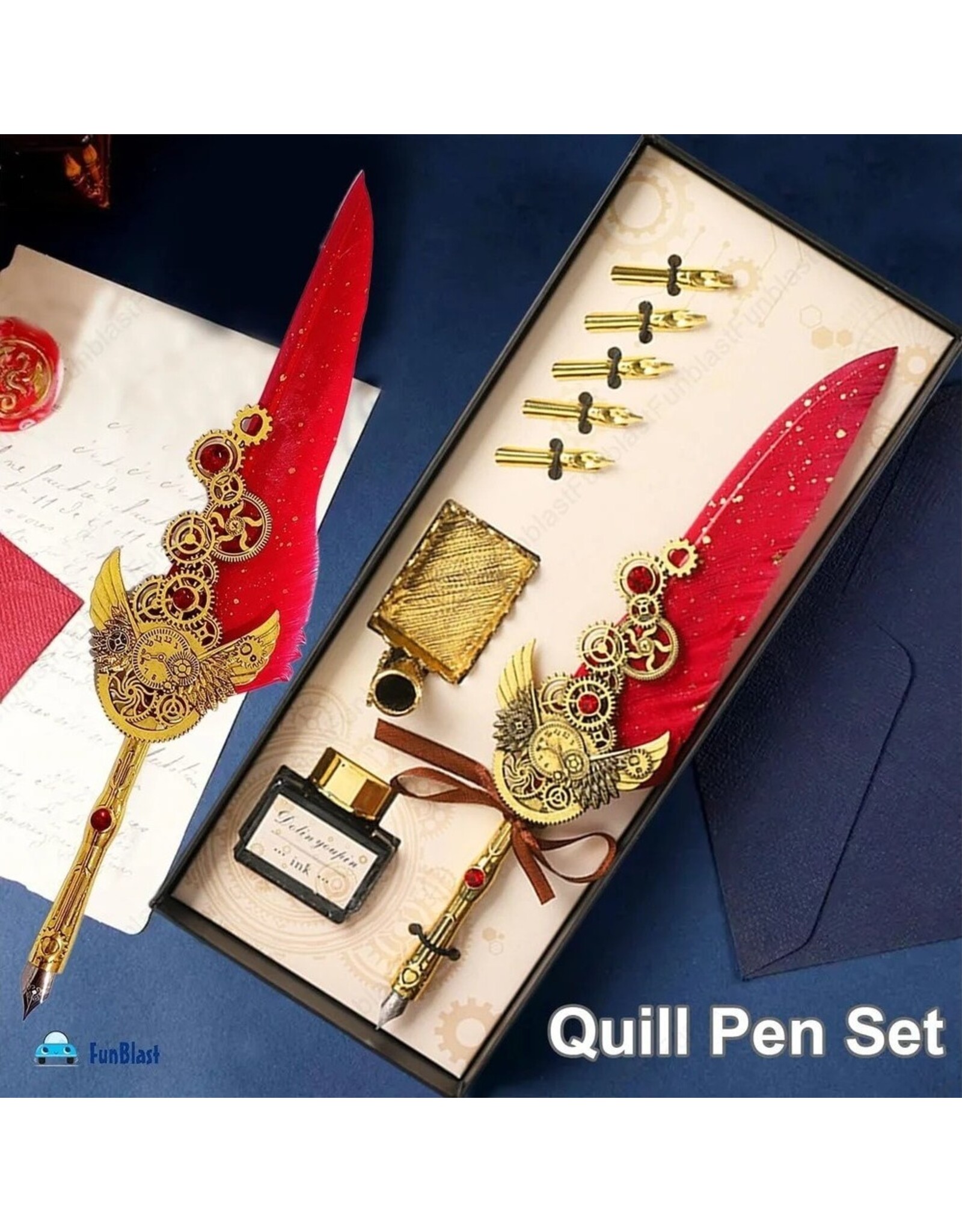 JM Handicrafts Miscellaneous - Kalligrafie set met Verenpen, inkt, penhouder en penpunten