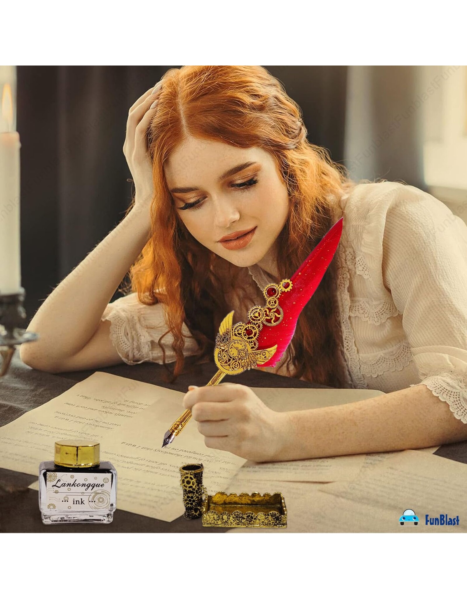 JM Handicrafts Miscellaneous - Kalligrafie set met Verenpen, inkt, penhouder en penpunten