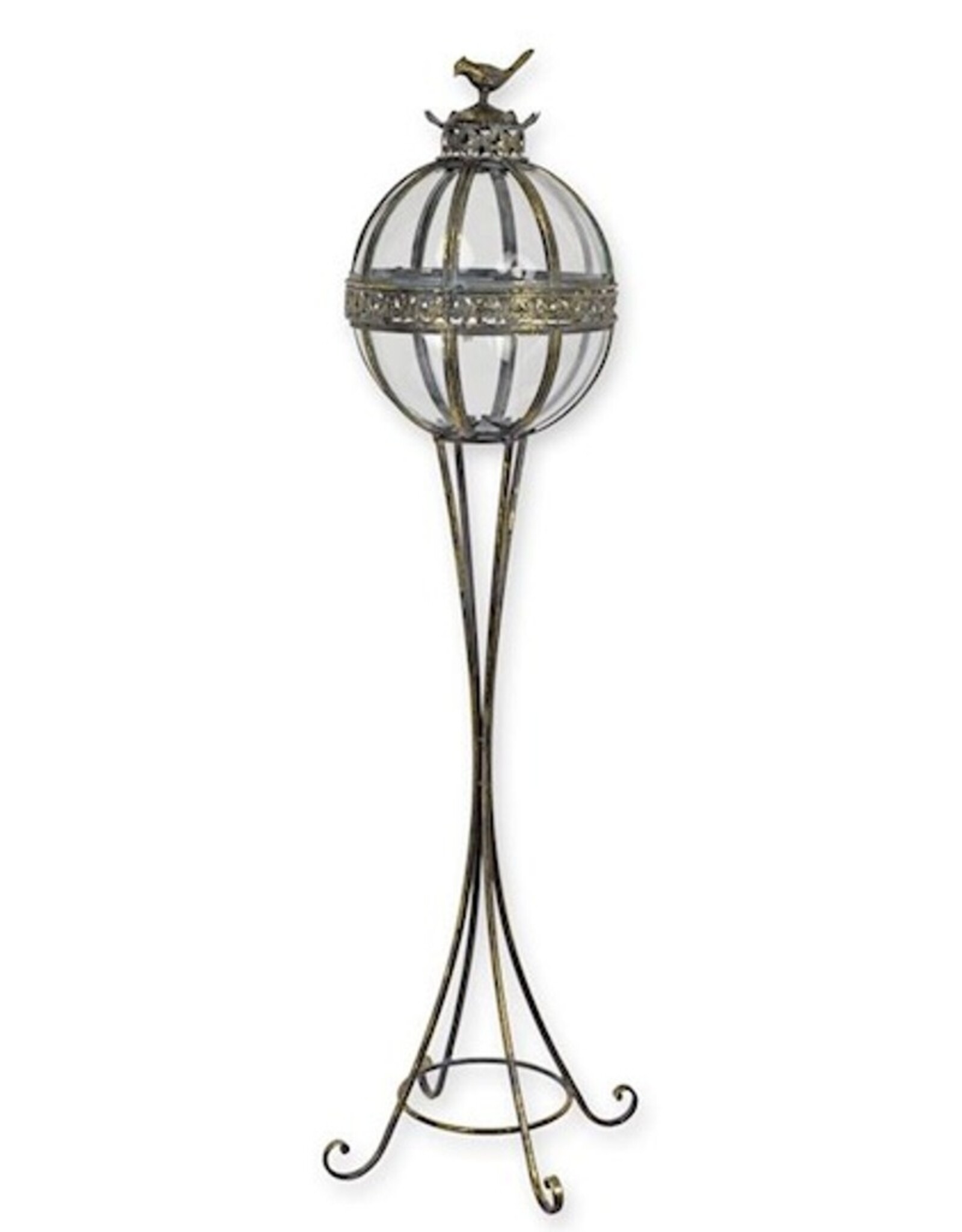 JB Miscellaneous - Hoge Lantaarn op Poten Glazen Bol met Vogeltje 127,5cm