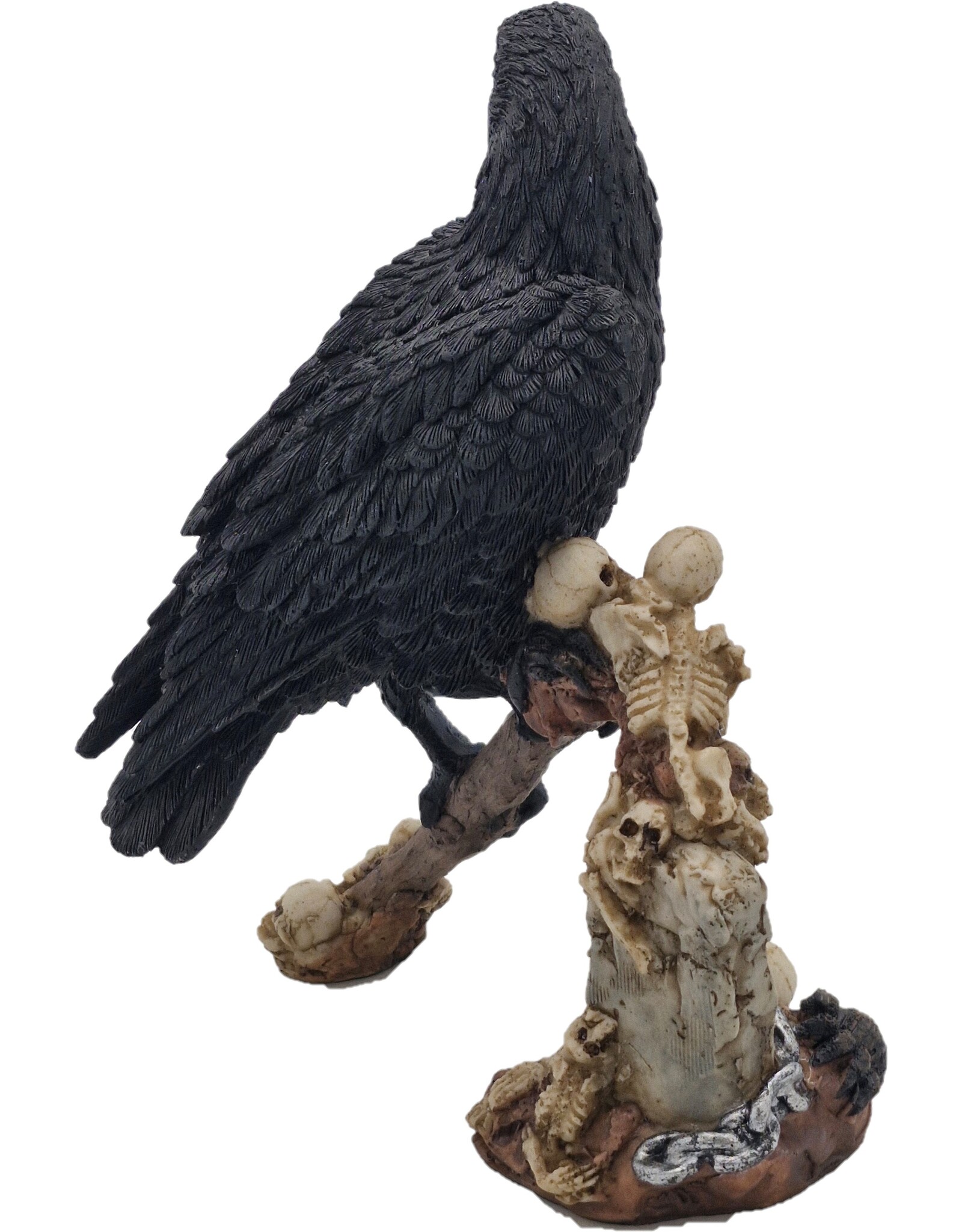 JB Giftware Beelden Collectables  - Gothic beeldje Kraai met Schedels op een Zeis