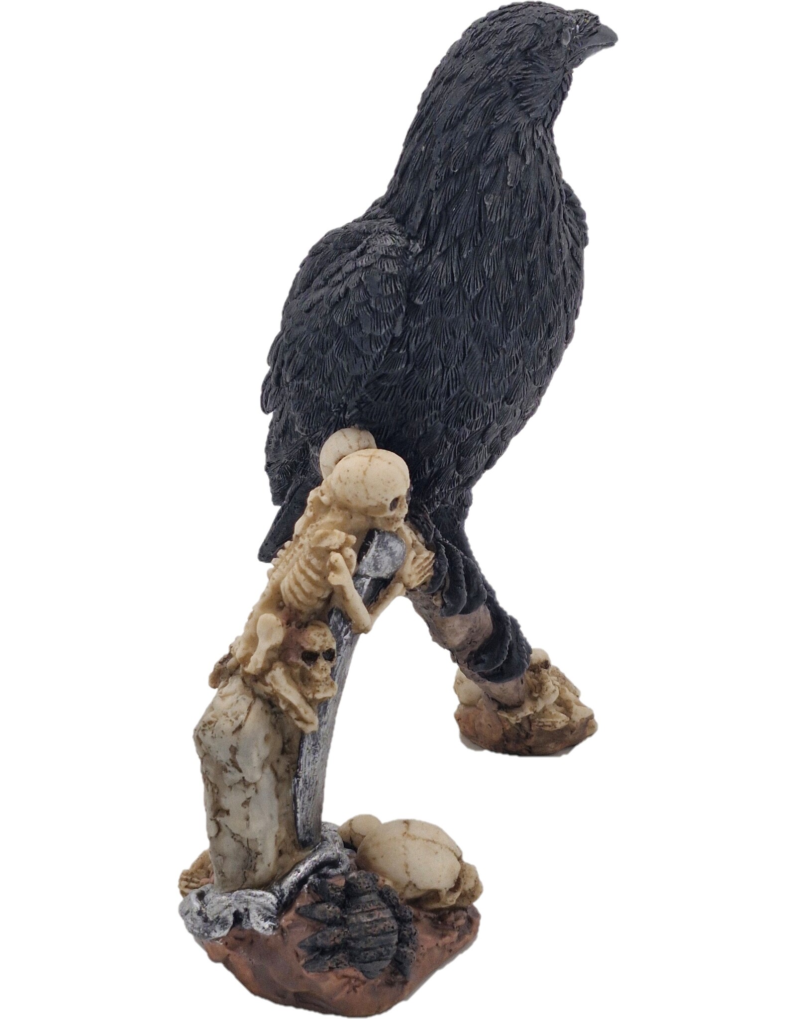 JB Giftware Beelden Collectables  - Gothic beeldje Kraai met Schedels op een Zeis