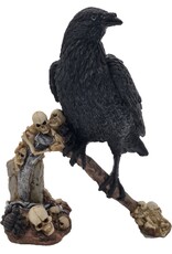JB Giftware Beelden Collectables  - Gothic beeldje Kraai met Schedels op een Zeis