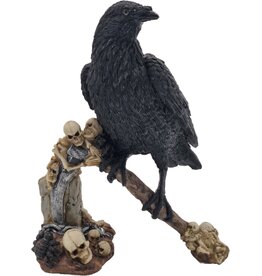JB Gothic beeldje Kraai met Schedels op een Zeis