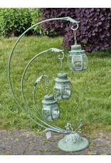 JB Miscellaneous - Brocante lantaarn op voet met 3 bolletjes groen