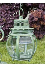 JB Miscellaneous - Brocante lantern on a stand with 3 small ball lights – green