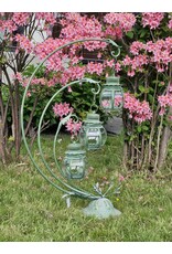 JB Miscellaneous - Brocante lantern on a stand with 3 small ball lights – green