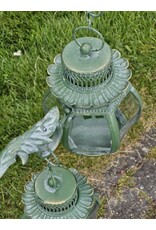 JB Miscellaneous - Brocante lantaarn op voet met 3 bolletjes groen