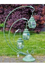 JB Miscellaneous - Brocante lantern on a stand with 3 small ball lights – green