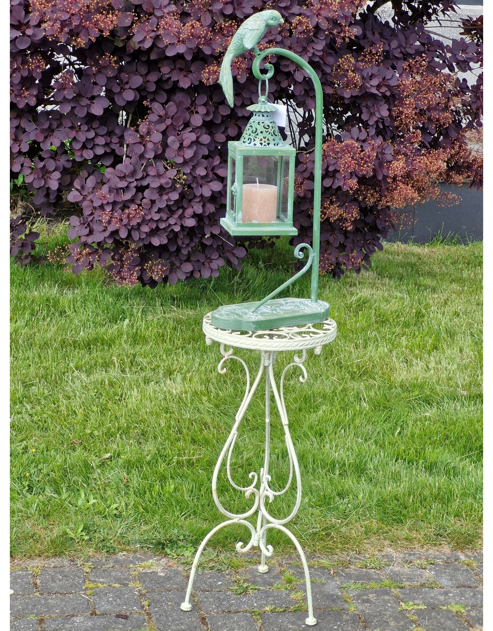 JB Miscellaneous - Brocante Hangende Lantaarn met Vogel op Standaard