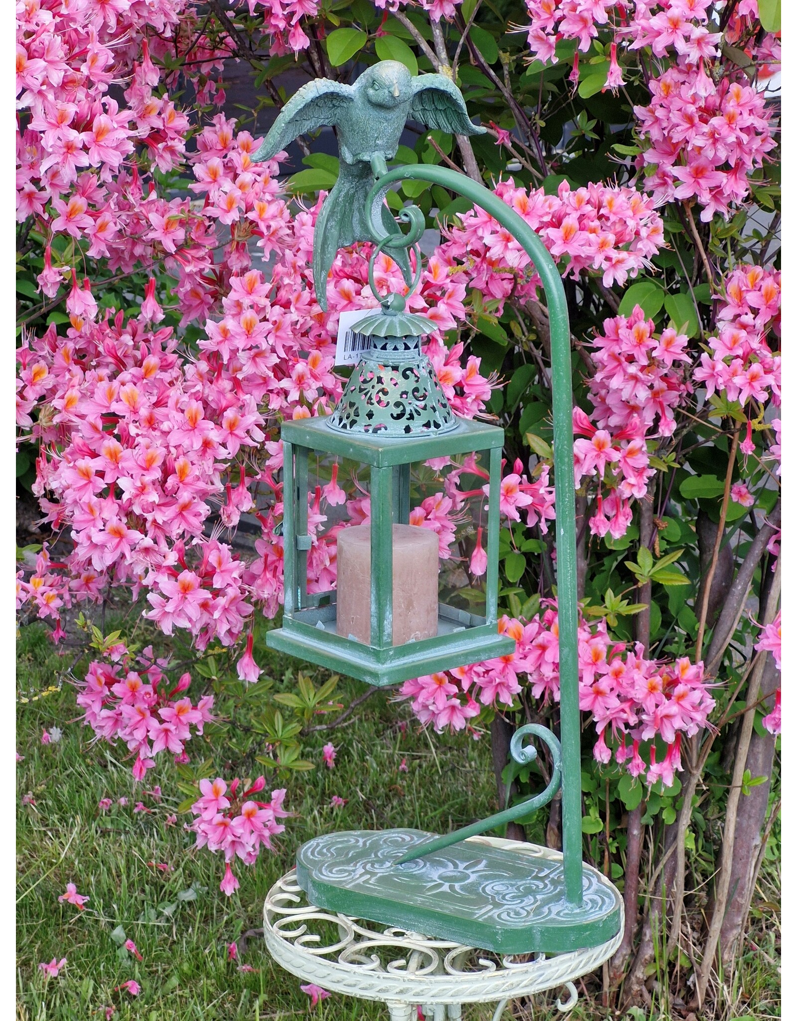 JB Miscellaneous - Brocante Hanging Lantern with Bird on Standard