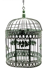 Trukado Miscellaneous - Brocante Metalen Vogelkooi groen - Set van 2