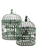 Trukado Miscellaneous - Brocante Metalen Vogelkooi groen - Set van 2