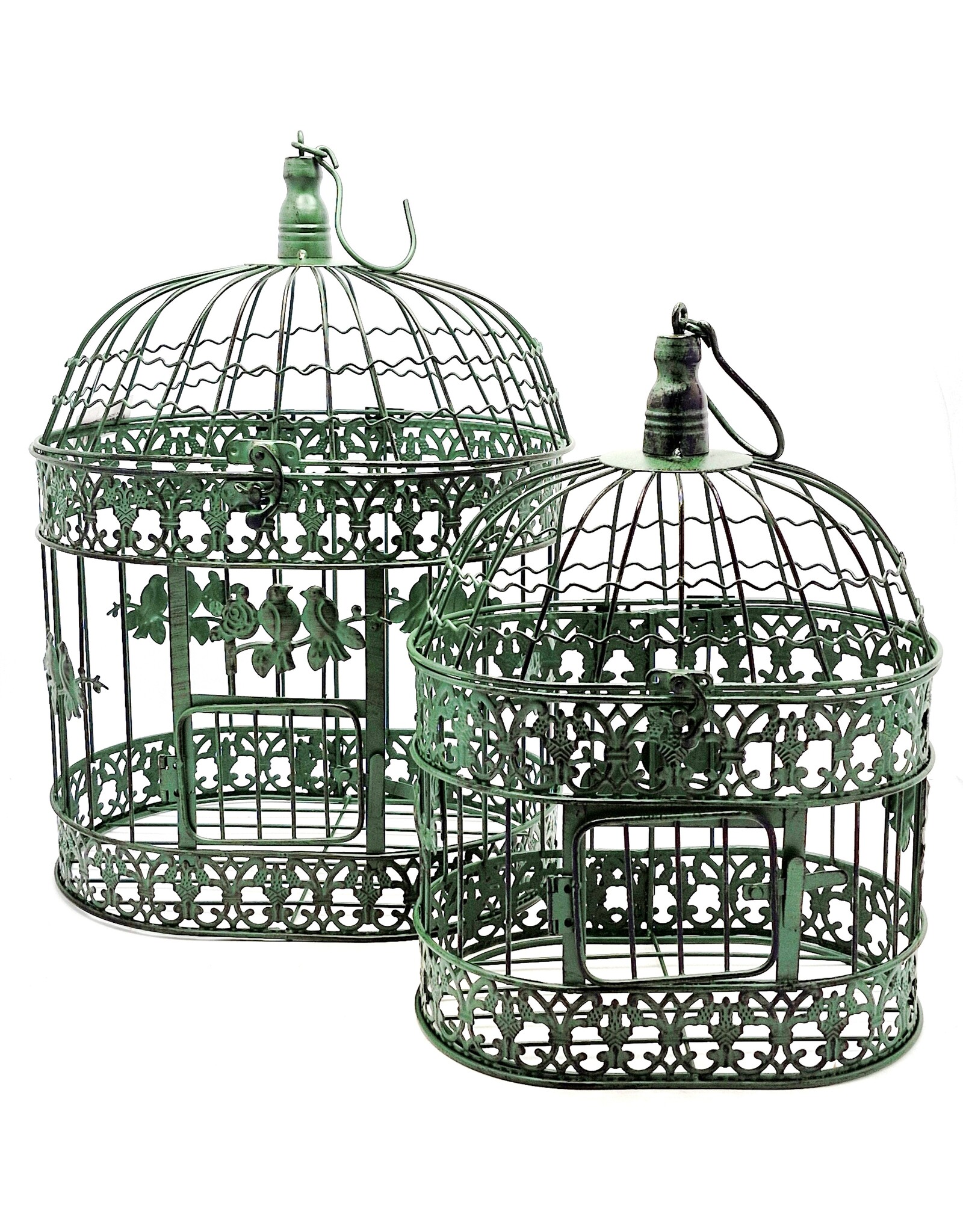 Trukado Miscellaneous - Brocante Metal Birdcage green - Set of 2