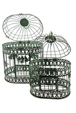 Trukado Miscellaneous - Brocante Metalen Vogelkooi groen - Set van 2
