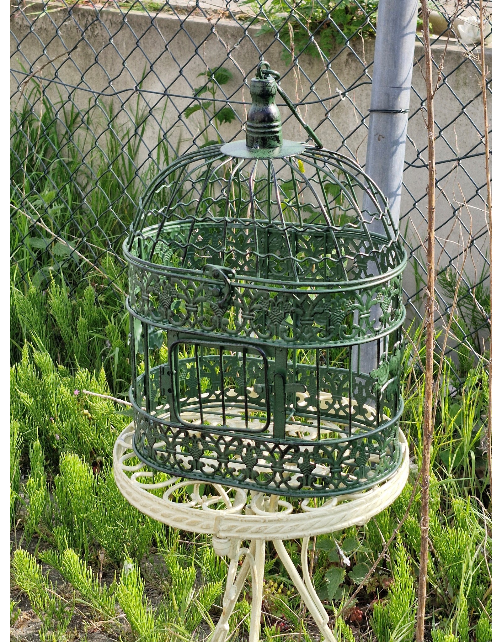Trukado Miscellaneous - Brocante Metalen Vogelkooi groen - Set van 2