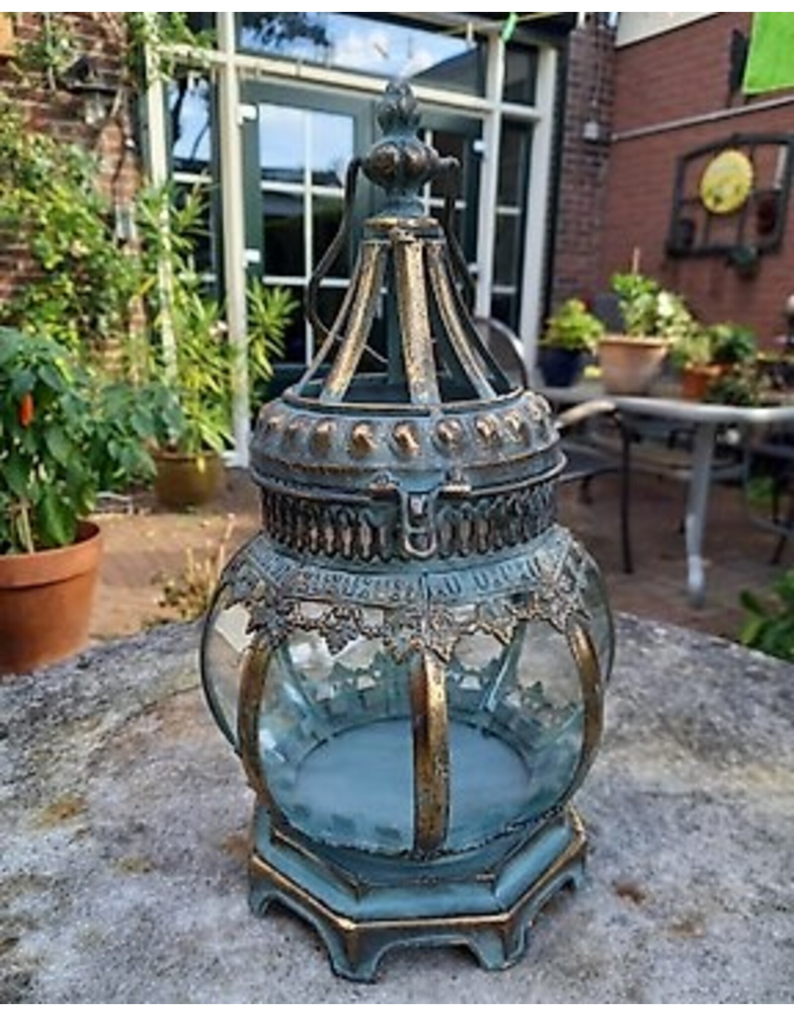 Trukado Miscellaneous -  Tin Lantern ‘Pumpkin’ with Glass Windows 32.4 cm