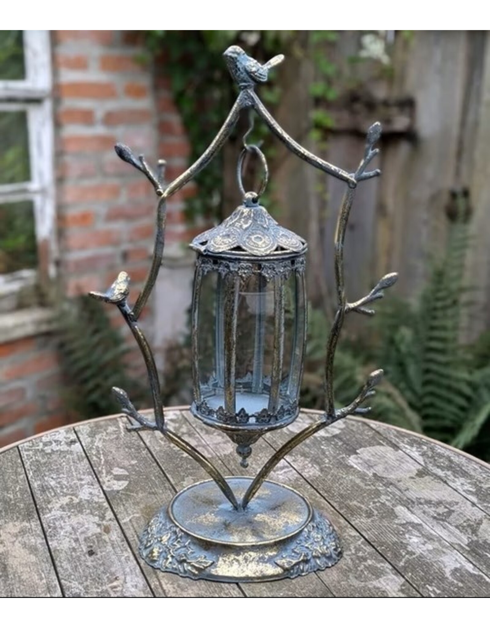 Trukado Miscellaneous - A Tin Hanging Lantern with Birds on Standard