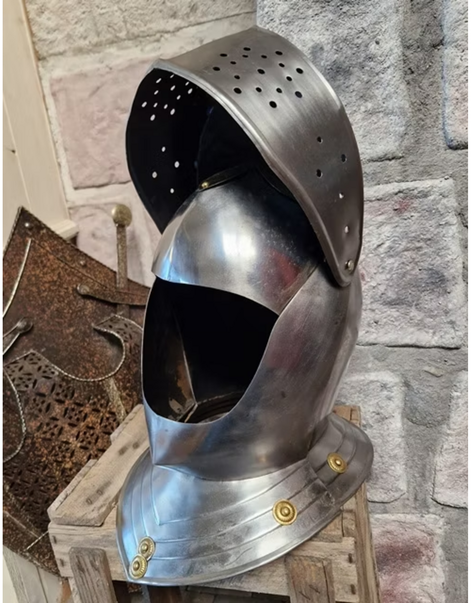 Trukado Miscellaneous - Middeleeuwse Ridderhelm Draagbare metalen replica