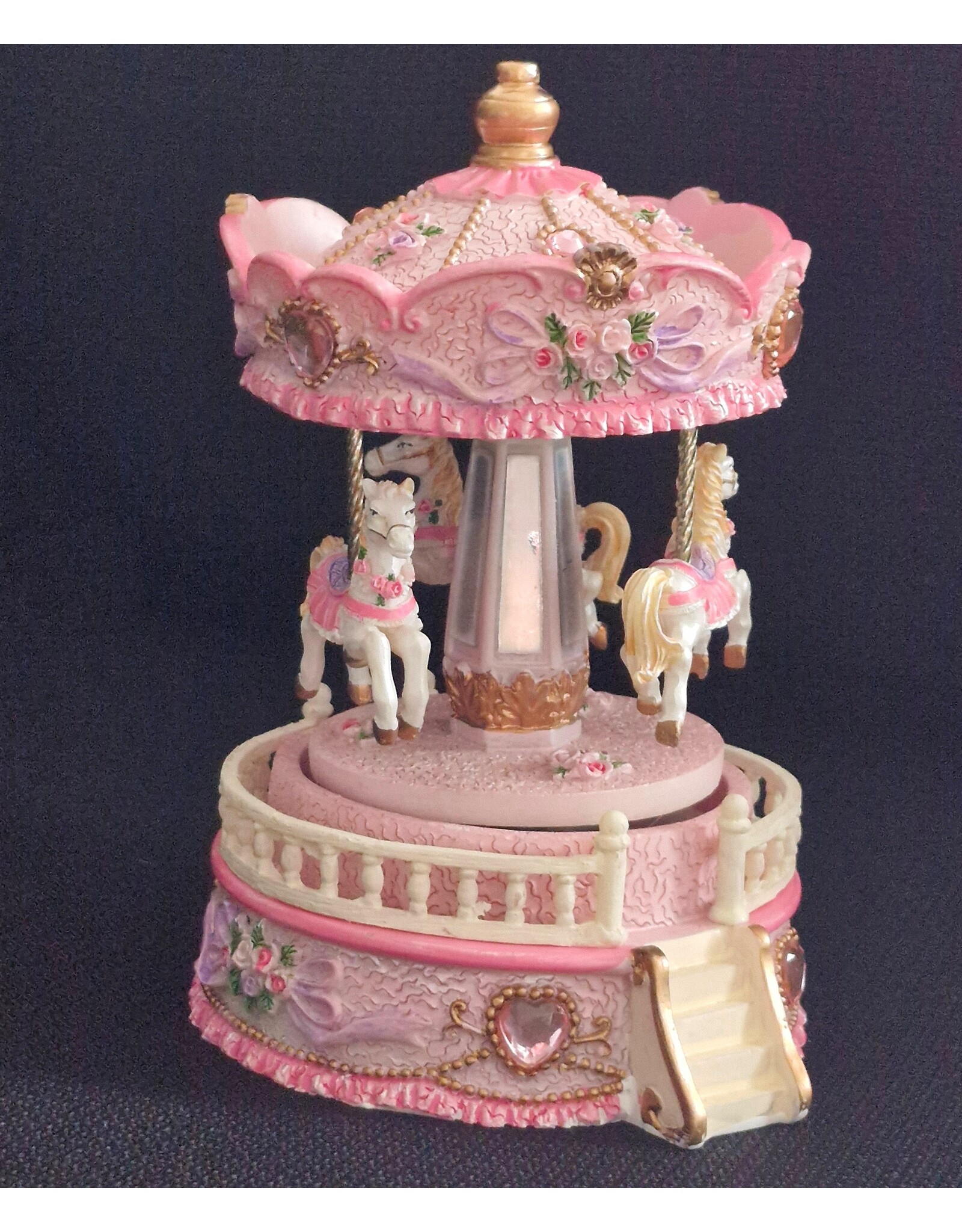 Trukado Giftware & Lifestyle - Music box Vintage Carousel Pink (small)