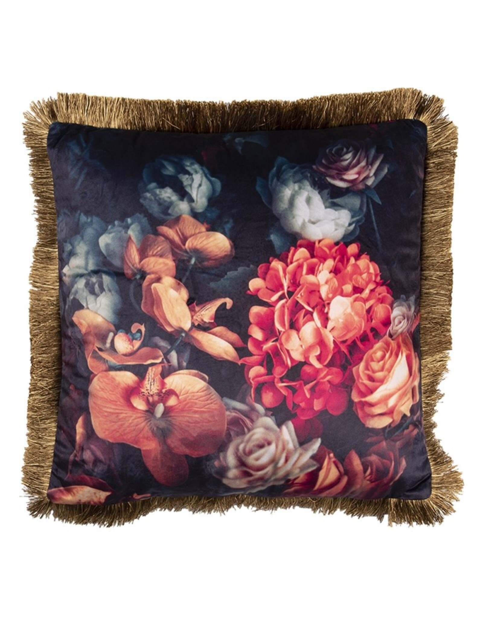 C&E Miscellaneous - Decorative cushion with Orchids, Roses and Hydrangea 45x45 cm
