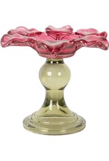 Clayre & Eef Giftware & Lifestyle - Tealight Holder Flower Ø 14x11 cm Pink Glass