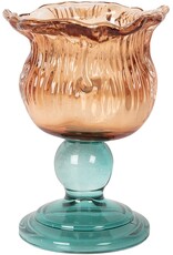 Clayre & Eef Giftware & Lifestyle - Waxinelichthouder Bloem Ø 16x10 cm Oranje Glas