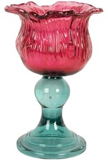 Clayre & Eef Giftware & Lifestyle - Waxinelichthouder Bloem Ø 16x10 cm Fuchsia Glas
