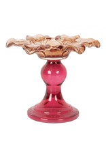 Clayre & Eef Giftware & Lifestyle - Tealight Holder Flower Ø 14x9 cm Pink-Orange Glass
