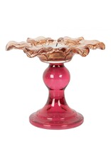 Clayre & Eef Giftware & Lifestyle - Waxinelichthouder Bloem Ø 14x9 cm Roze-Oranje Glas