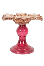 Clayre & Eef Giftware & Lifestyle - Tealight Holder Flower Ø 14x9 cm Pink-Orange Glass