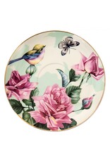 C&E Giftware & Lifestyle - Kop & Schotel met Vogeltjes en Rozen - Romantisch groen-roze porselein