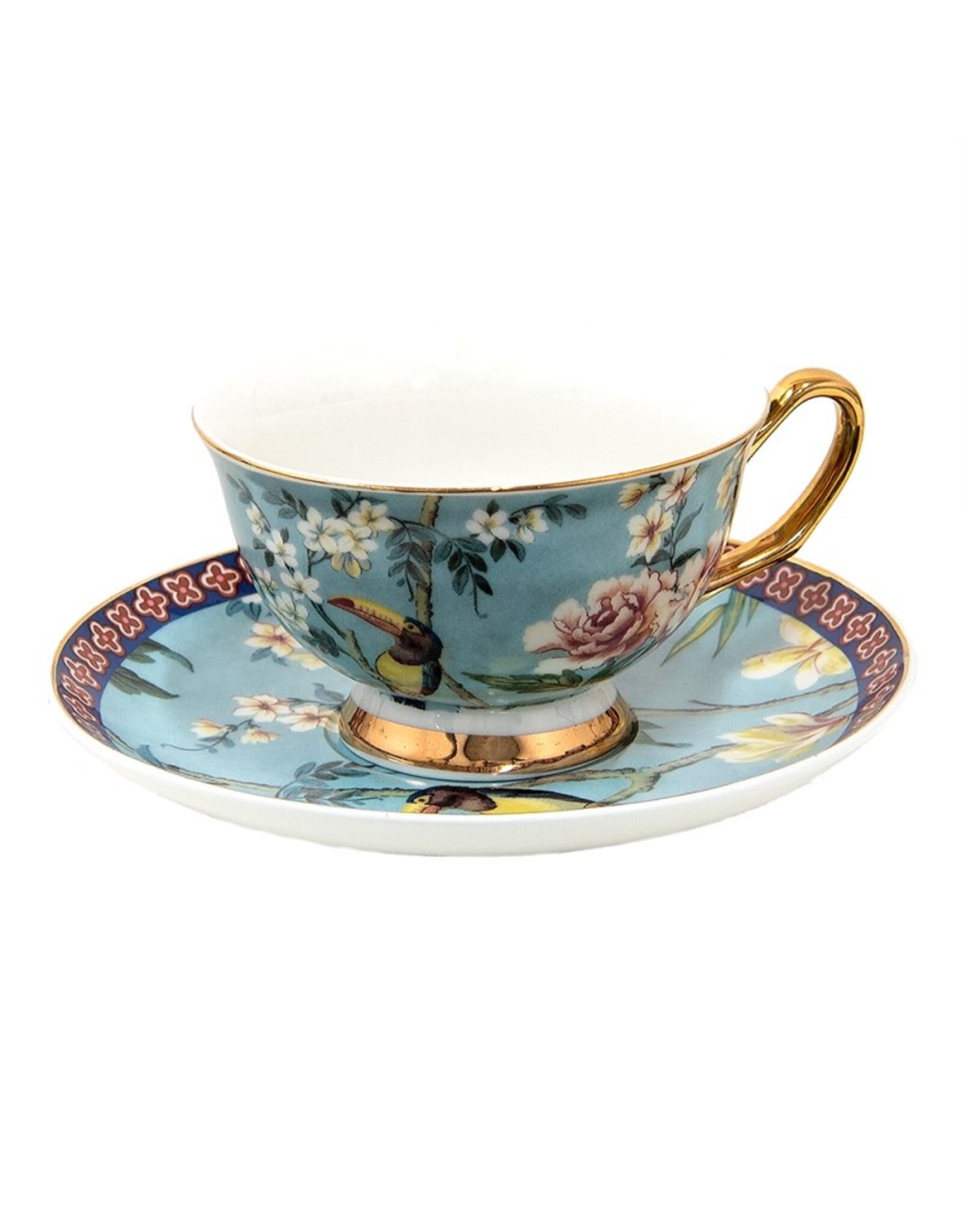 C&E Giftware & Lifestyle - Cup & Saucer with Toucan and Flowers - porcelain